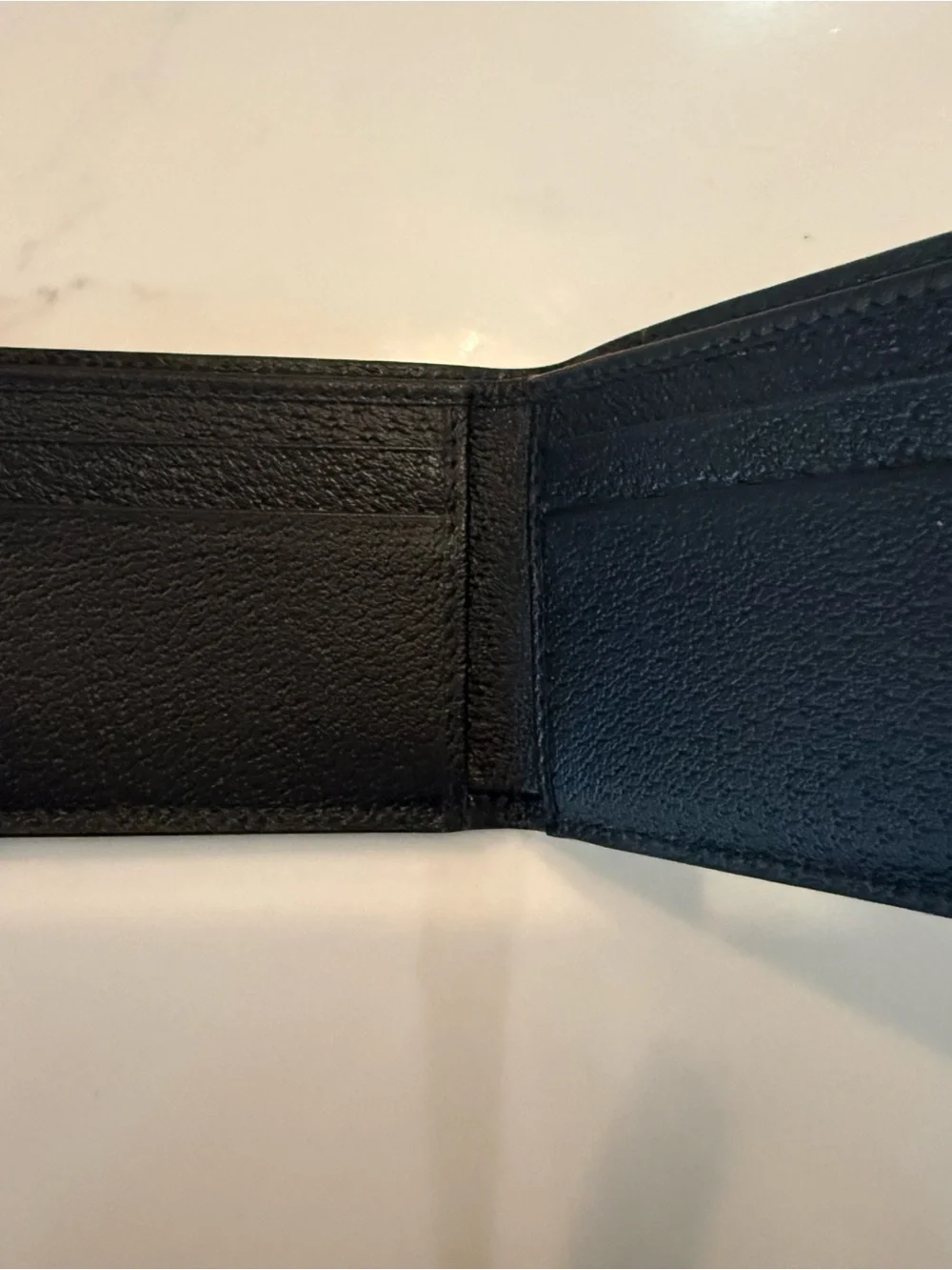 Gucci Black Pebbled Leather Bifold Wallet with Gold Double G - NEW